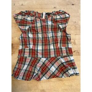 J.Crew Re-Imagined Plaid Sleeveless Top with Ruffle Hem‎ Size 12